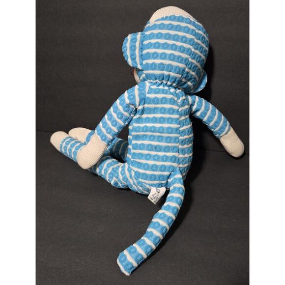 Sock Monkey Blue & Green Striped Plush Street Players 2009 Stuffed Animal 17.5” - Picture 3 of 12